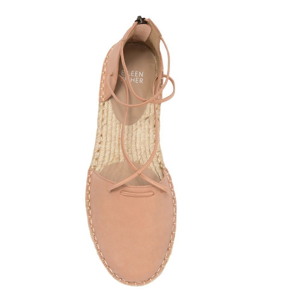 Eileen Fisher Lace-Up Leather Espadrille Sandal, Toffee Cream Pink Size 7.5, NWT - Picture 13 of 16